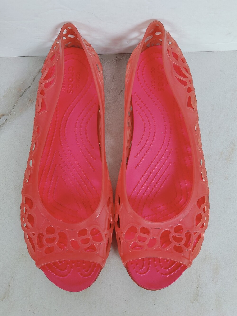 Crocs Isabella Jelly Ballet Flats, Coral, Sz 7
